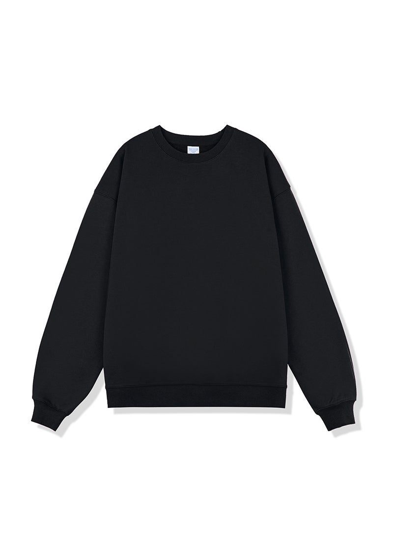 2024 Fall Winter 450G Mens Solid Sweatshirt Heavyweight Loose Fit Black