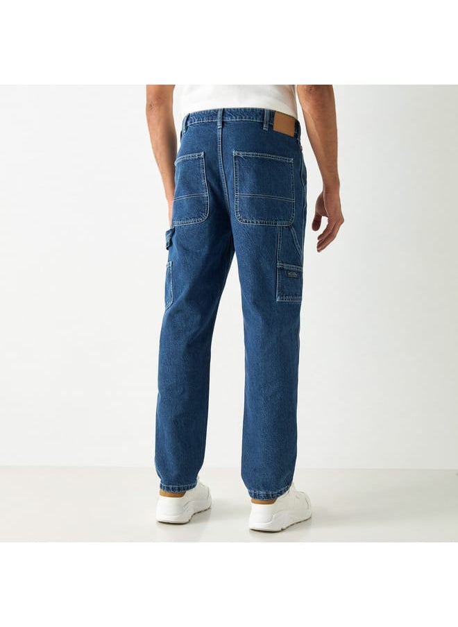 Lee Cooper Regular Fit Solid Mid-Rise Jeans with Pockets