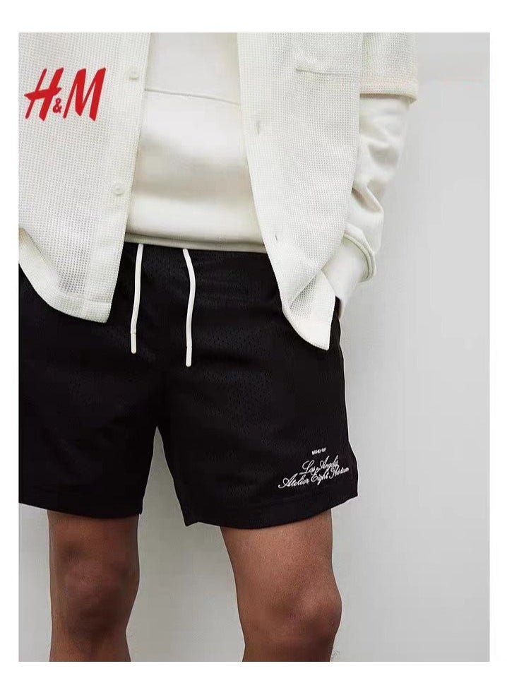 HM Summer Thin Sports Pants With Elastic Waist And Loose Straight Leg Casual Shorts