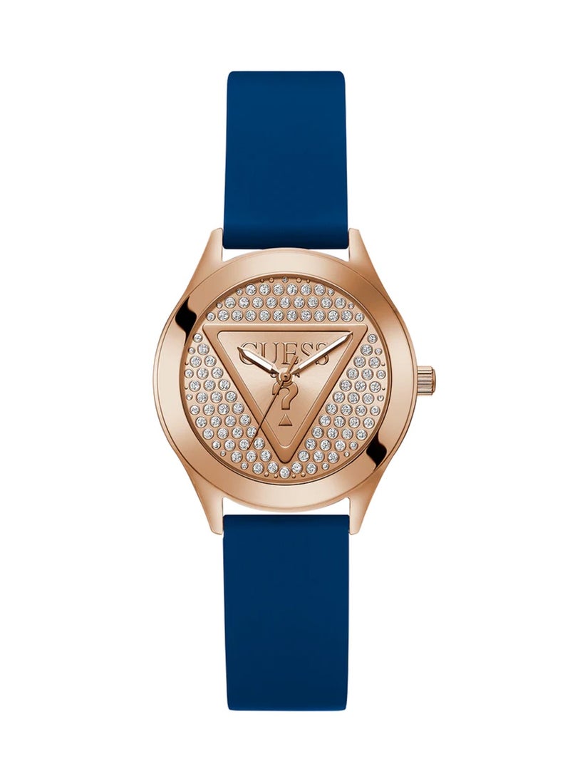 Ladies Blue Rose Gold Tone Analog Watch GW0745L4 - 34mm