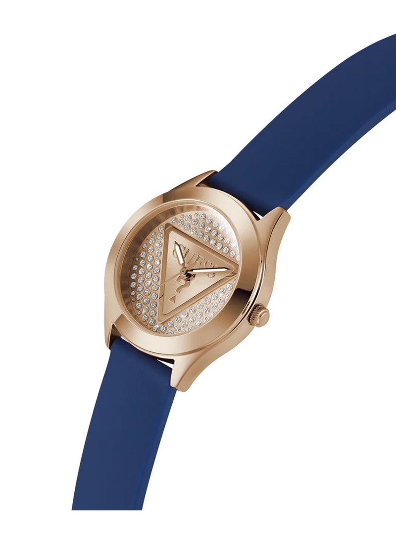 Ladies Blue Rose Gold Tone Analog Watch GW0745L4 - 34mm