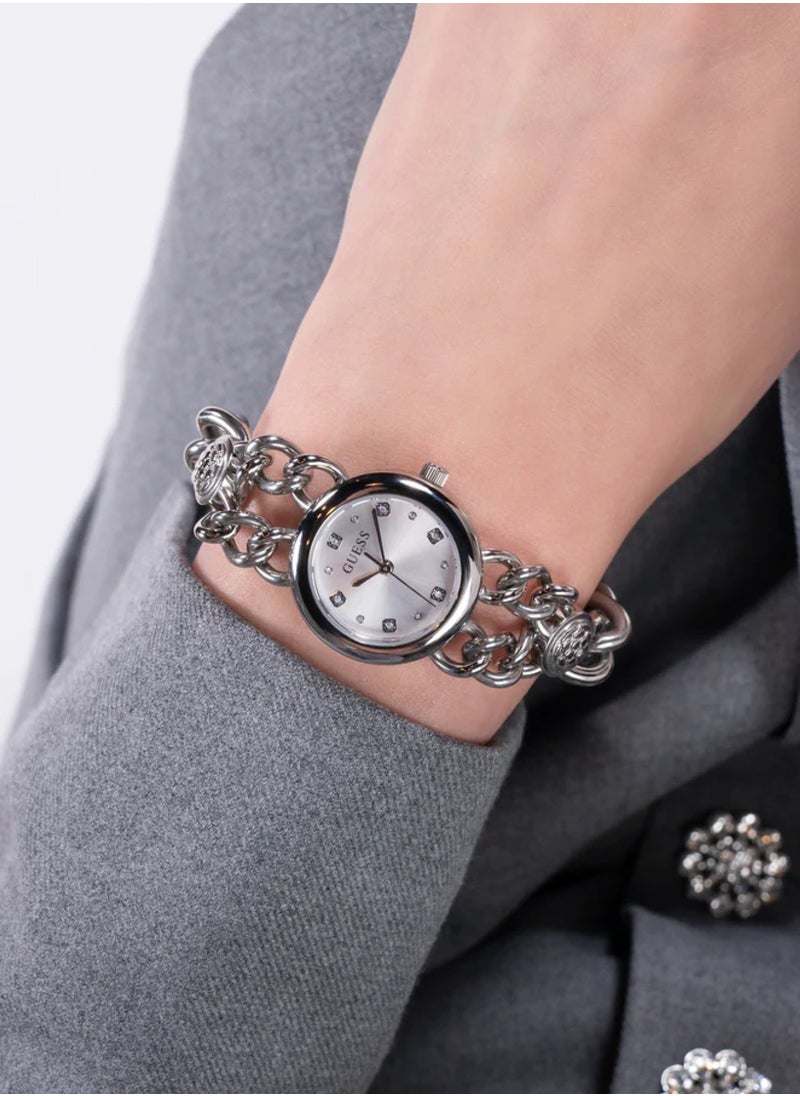 Ladies Silver Tone Analog Quartz Stainless Steel Watch GW0758L1 - 25mm