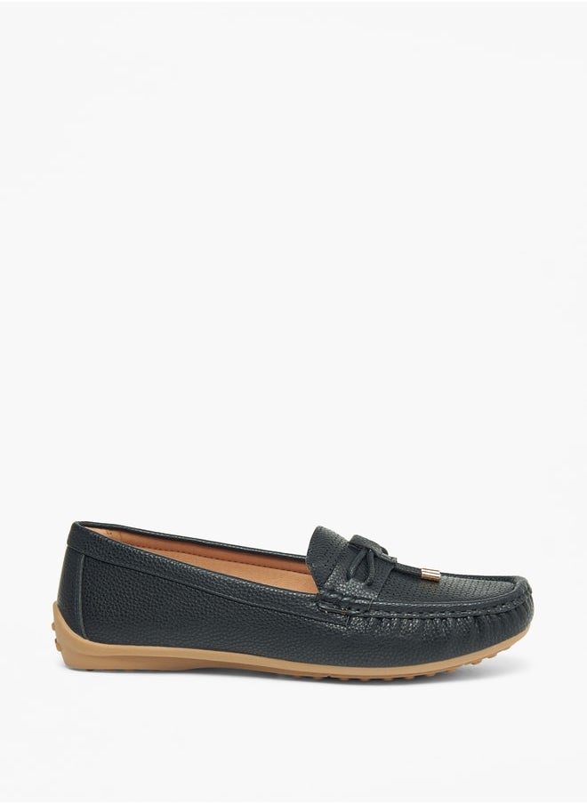 Textured Slip-On Loafers with Tassel Detail