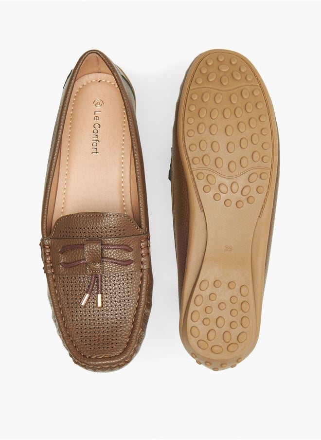 Textured Slip-On Loafers with Tassel Detail