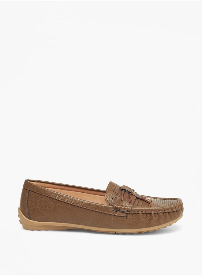 Textured Slip-On Loafers with Tassel Detail