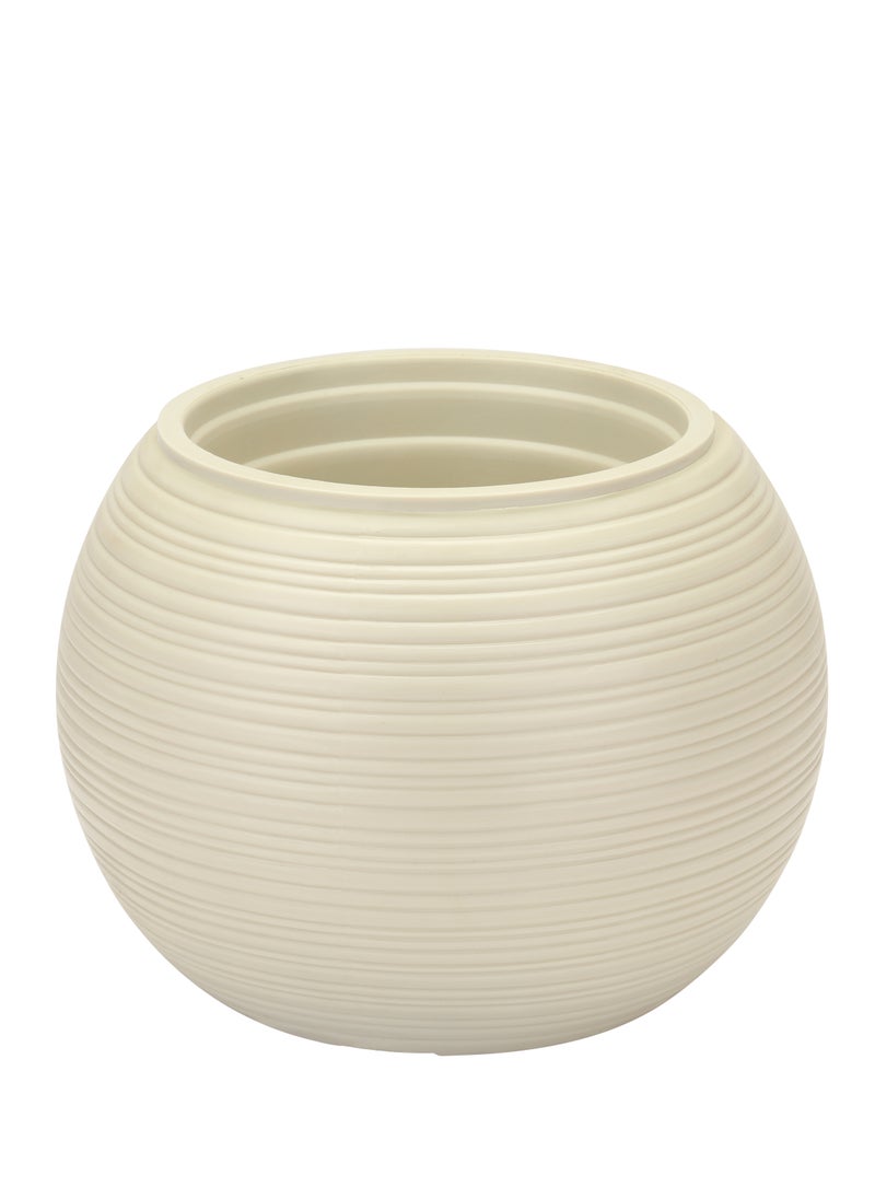 Round Shape Self Watering Pot Plastic for Indoor Plants-Cream Color