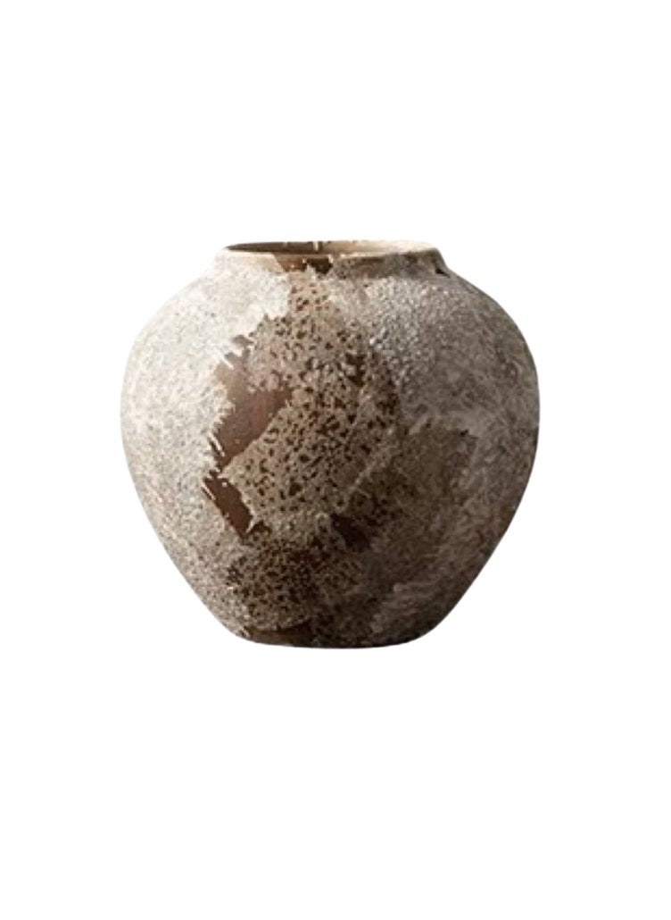 Bamboo Decor |  Ceramic Vase _ Minimalist Design _Japanese  Style ceramic embossed Rustic pattern  suitable for Dried Plants _ Boho Décor For Dining-Console-Accent Table color(Classic A Retro 22 CM)