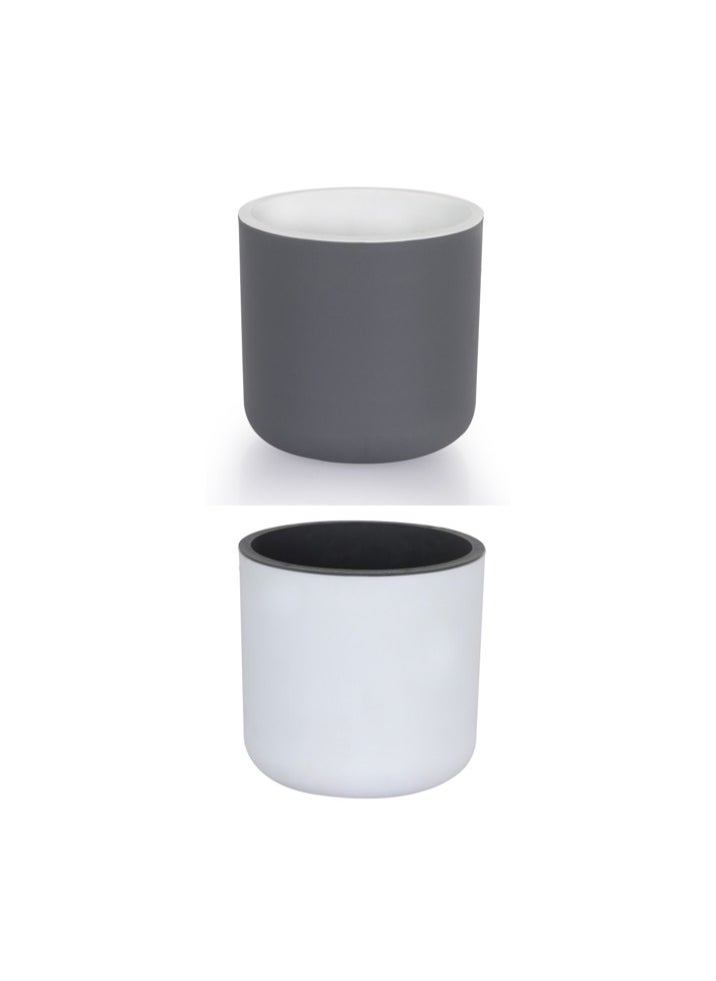 Set of 2pcs Lorenzo Self Watering Pot, Plastic Planter Pot- Grey, White Color