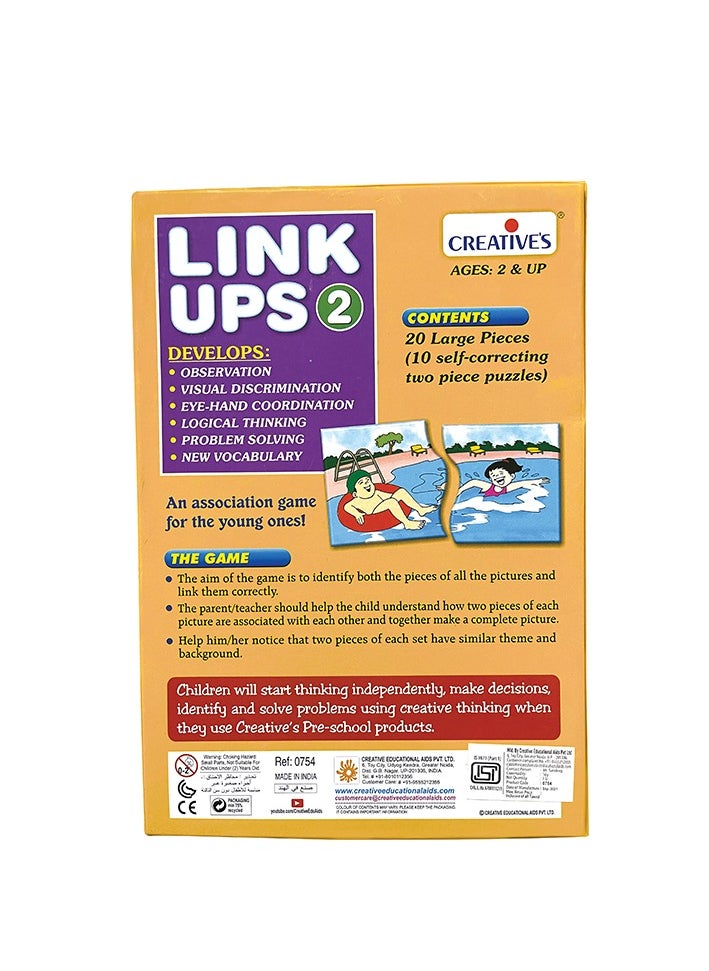 Creative's Link Ups -2 | an Association Game for The Pre-Schoolers | Aim is to Identify Pieces of Pictures and Link Them Correctly | Logical Thinking and Problem Solving for Ages 2 & UP