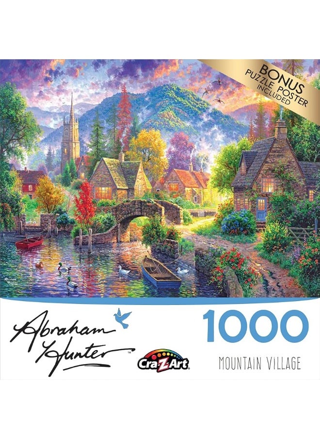 RoseArt  Abraham Hunter  Mountain Village  1000 Piece Jigsaw Puzzle for Adults