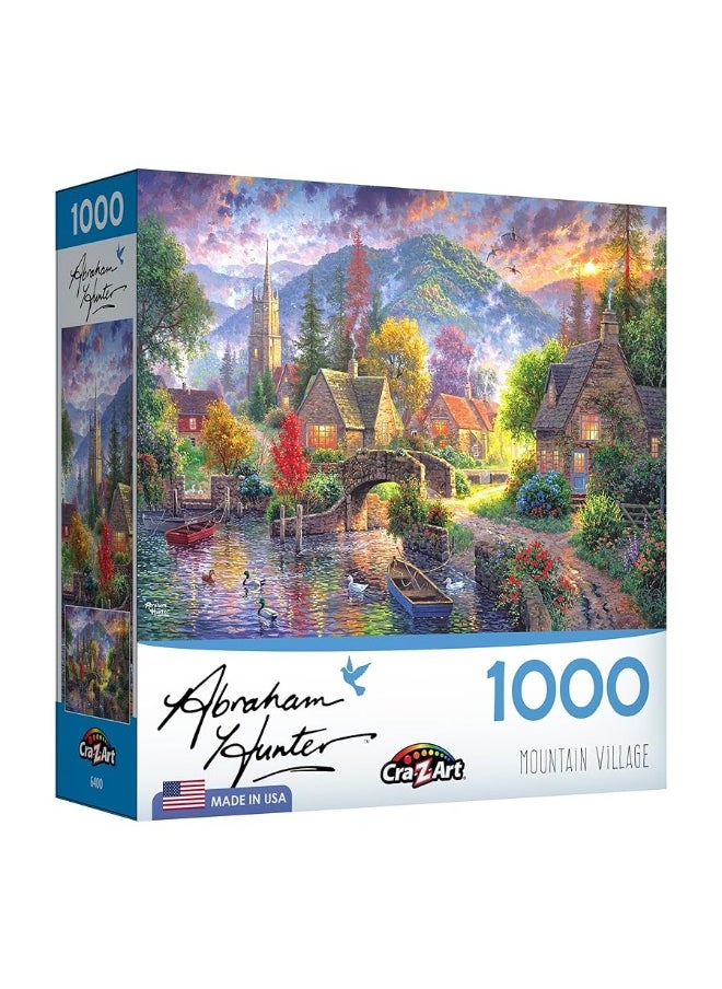 RoseArt  Abraham Hunter  Mountain Village  1000 Piece Jigsaw Puzzle for Adults