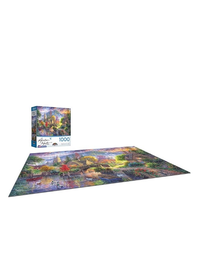 RoseArt  Abraham Hunter  Mountain Village  1000 Piece Jigsaw Puzzle for Adults