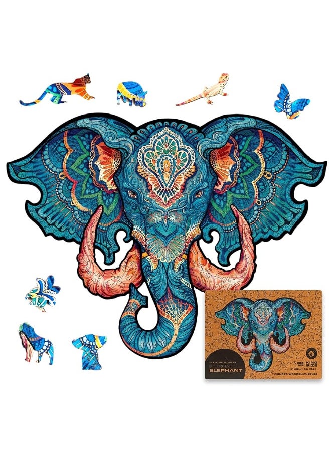 UNIDRAGON Original Wooden Jigsaw Puzzles - Eternal Elephant, 299 pcs, King Size 16