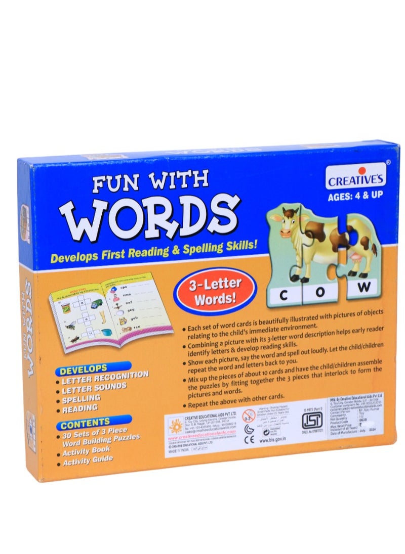 Creative's Fun with Words | 3 Letter Words| Develops Reading & Spelling Skills | Learning Games | Pre-School Games | Home Learning Game | Educational Games | Creative's Pre-School Series |Ages 4 & up