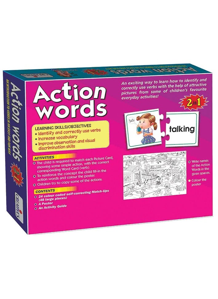 Creative's Action Words | Learn verbs in an Easy N Fun Way | Increase Vocabulary|Match Simple Actions with Correct Word Cards | Learning & Educational | Learning Games for Preschool | for Ages 4 & up