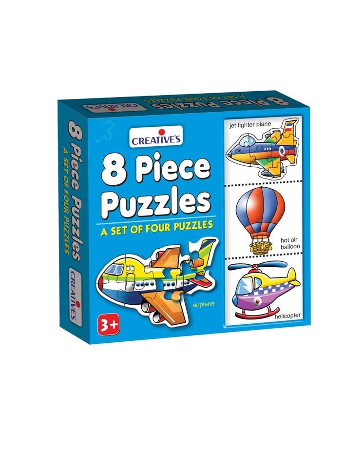 Creative's 8 Pieces Puzzle | Educational Jigsaw | Fun With Learning Toy Game | Air Transport 8 Piece Puzzles | Knowledge Of Air Transport (Fighter Plane, Hot Air Balloon , Helicopter & Airplane) Game For Kids 3 & Up