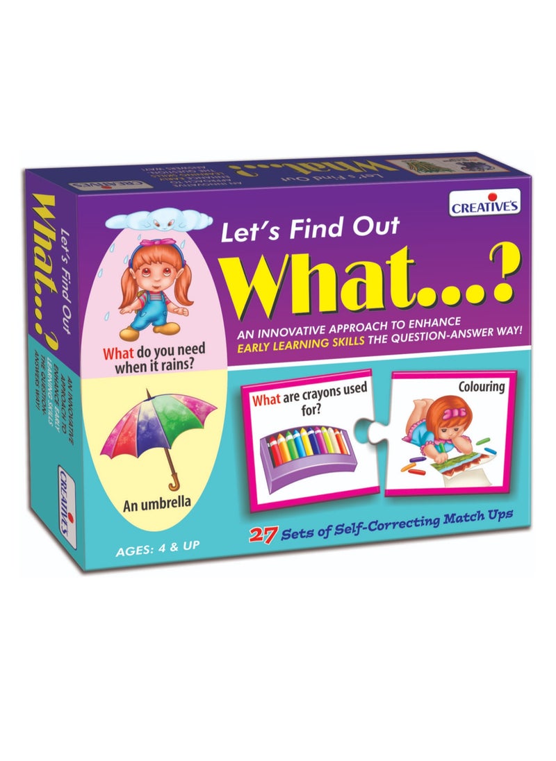 Creative's WH Series | Let's Find out- What? | Question - Answer Puzzles Game |Learning Games for Kids | Self-Correcting Match Ups Game | Picture Puzzle Game | Preschool Learning Games | Ages 4 & Up