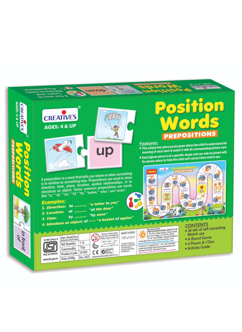 Creative's Position Words | Self-correcting Match-ups Puzzles | Board Game for kids | Learning & Educational Fun Game | Reinforce Basic Prepositions | Fun Learning Boards Game | Ages 4 & Up