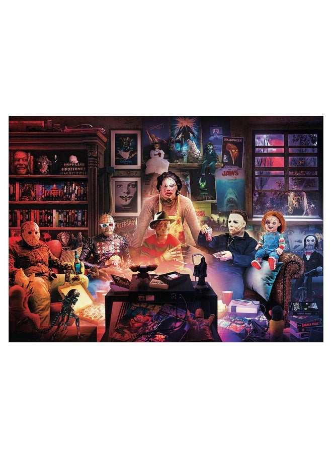 Horror Night Watch Party 1000 Piece Jigsaw Puzzle By Rachid Lotf | Brain Teaser For Adults, Educational Developmental Toys & Games, Building Kit Activities To Encourage Creative Play | 28 X 20 Inches