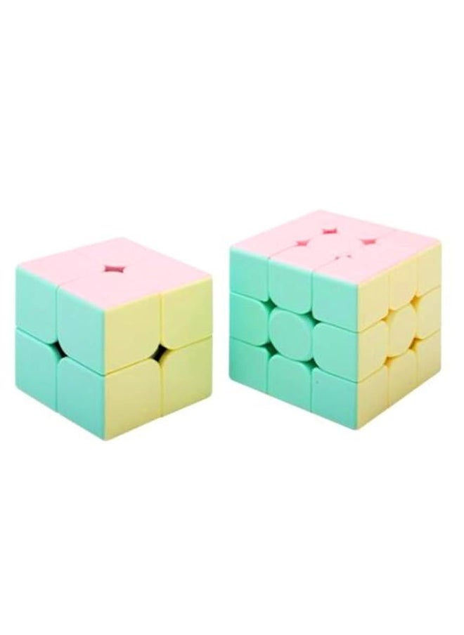 Cuberspeed Bundle Speed Cube Set Moyu Macaron Meilong 2x2 and Macaron Meilong 3x3 stickerless Speed Cube Puzzle