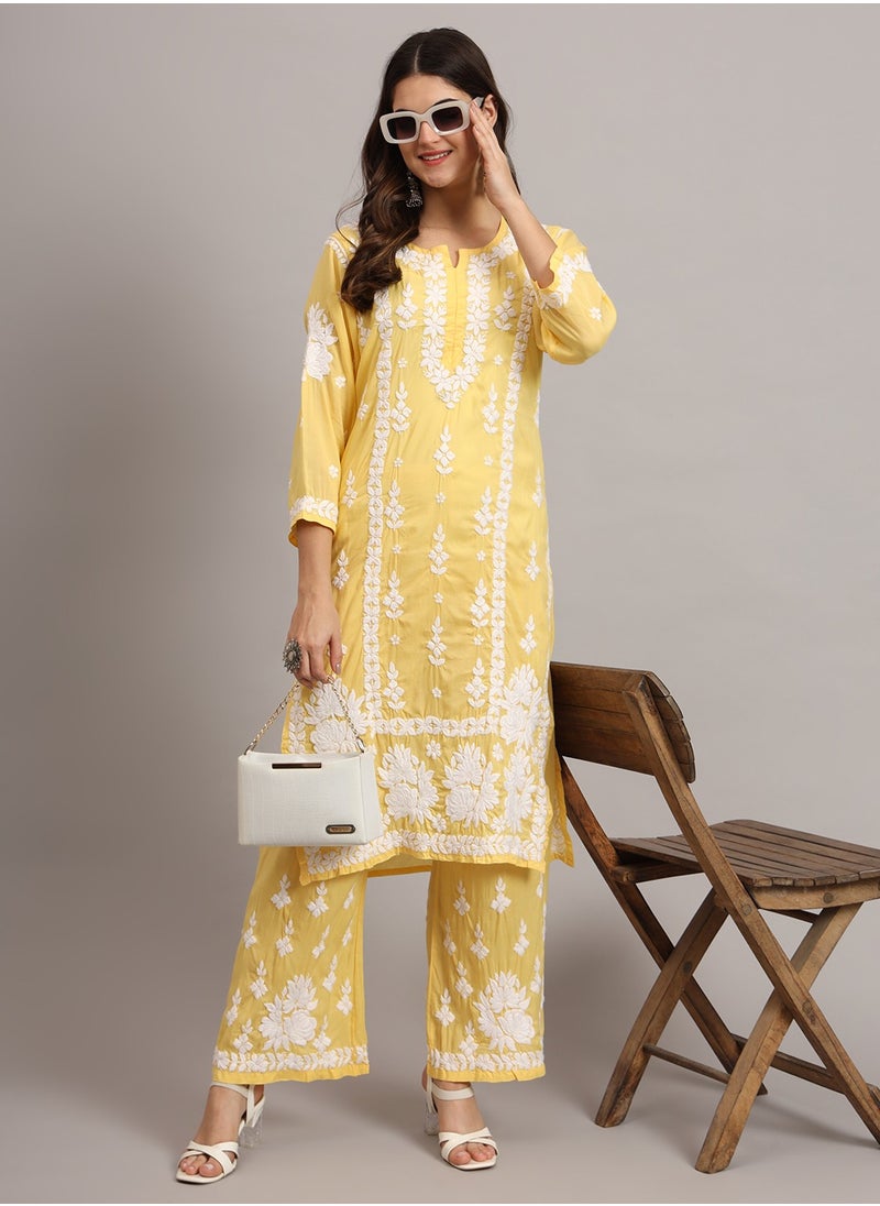 Women Hand Embroidered Chikankari Modal Kurta set-AL4049KS