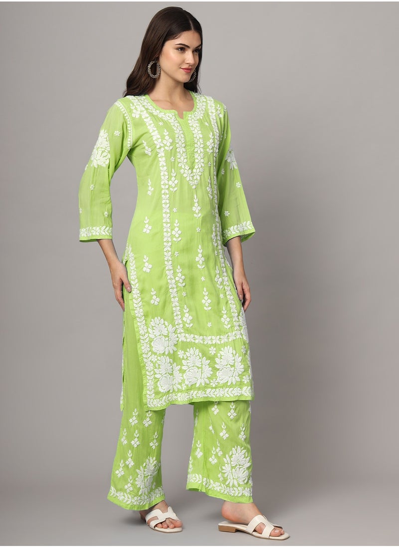 Women Hand Embroidered Chikankari Modal Kurta set-AL4049KS