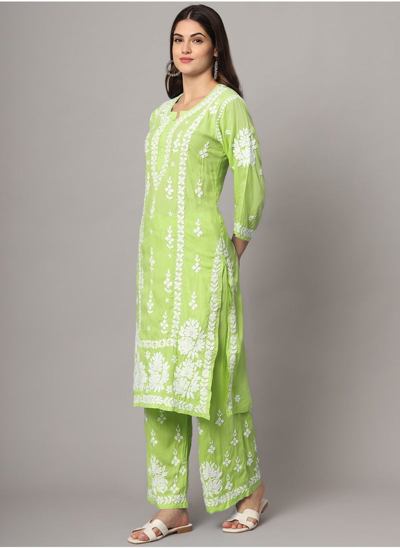 Women Hand Embroidered Chikankari Modal Kurta set-AL4049KS