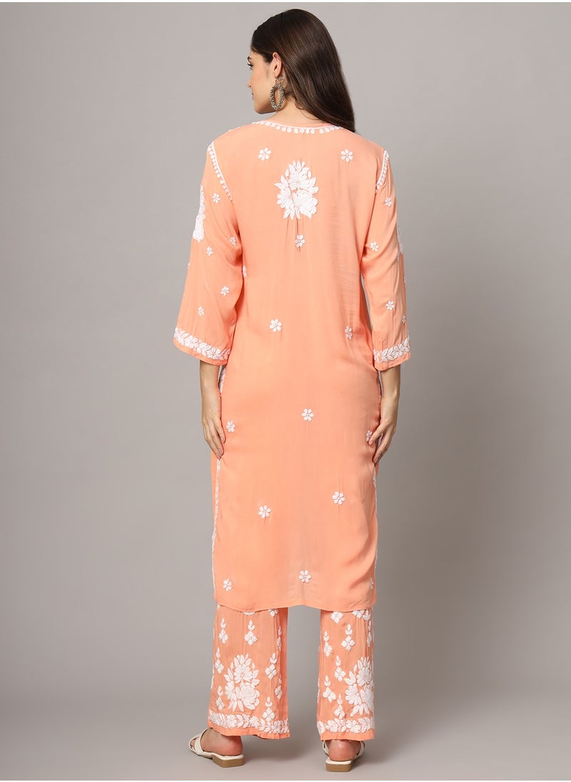 Women Hand Embroidered Chikankari Modal Kurta set-AL4049KS