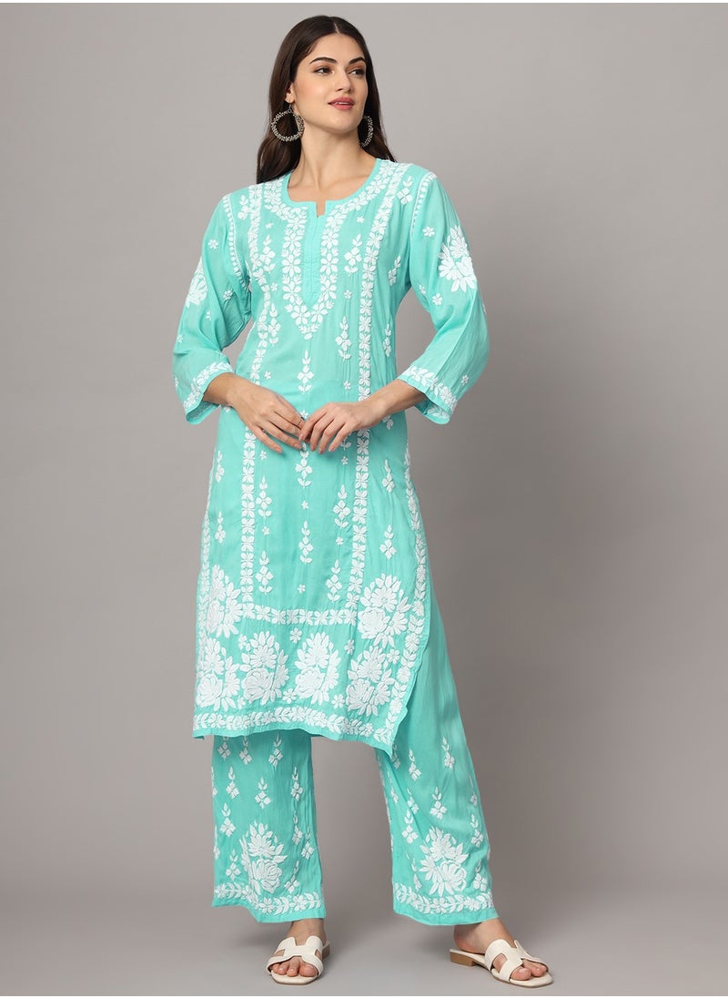 Women Hand Embroidered Chikankari Modal Kurta set-AL4049KS