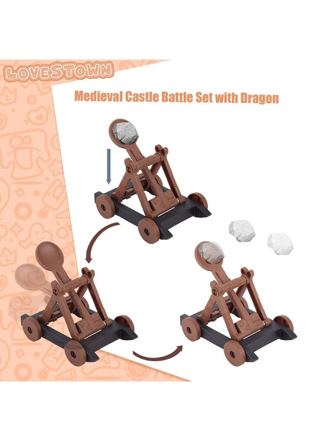 LovesTown 241PCS Medieval Dragon Toy Set Assembled Castle Toys Knight Warrior Figures Medieval Knights for Kids Birthday