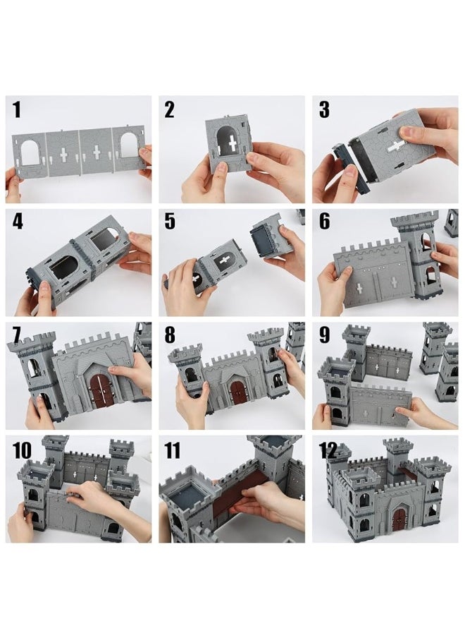 LovesTown 241PCS Medieval Dragon Toy Set Assembled Castle Toys Knight Warrior Figures Medieval Knights for Kids Birthday