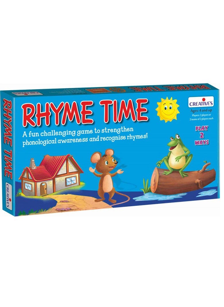 Creative's Rhyme Time | Challenging Game to Strengthen Phonological Awareness & Recognise Rhymes Board Game| Picture Board & Card Game | Rhyme Words Game | 4 Players Game | Ages 4 & Above