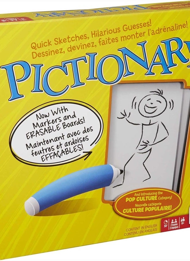 Pictionary Board Game, Drawing Game for Kids, Adults and Game Night with Dry Erase Markers and Boards