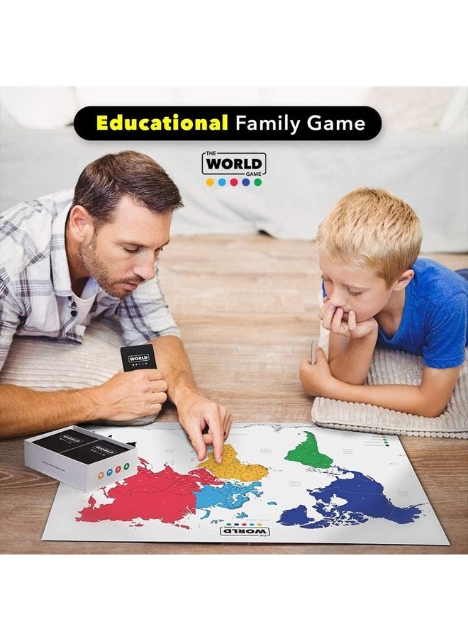 Geography Card Game - Educational Games for Kids, Family and Adults - Cool Learning Gift Idea for Teenage Boys & Girls 8-12 with Map