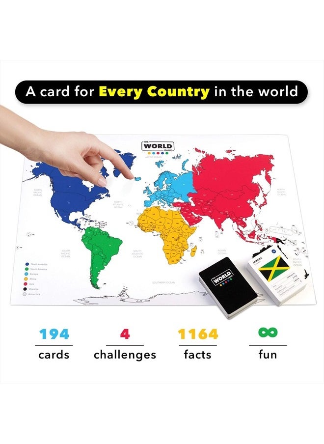 Geography Card Game - Educational Games for Kids, Family and Adults - Cool Learning Gift Idea for Teenage Boys & Girls 8-12 with Map