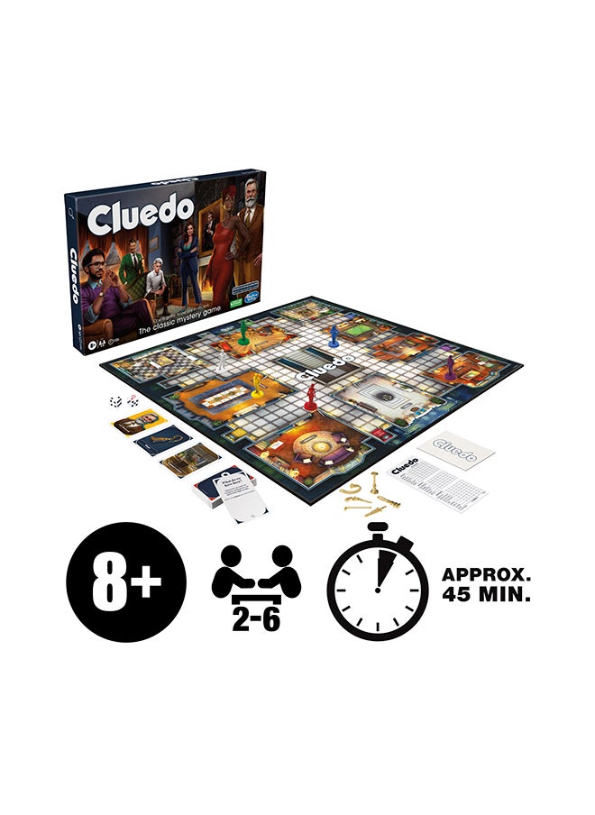 Cluedo Classic Refresh, Board Game For Kids Ages 8 and Up, Reimagined Clue Game For 2-6 Players, Mystery Games, Detective Games, Family Games For Kids And Adults