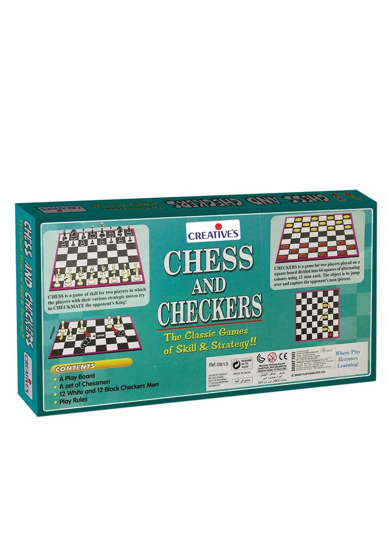 Creative's Chess and Checkers | Board Games | Challenging & Classic Games | Strategy Board Game for Kids | Game for Both Parents and Children | Family Board Games | Ages 7 & Up