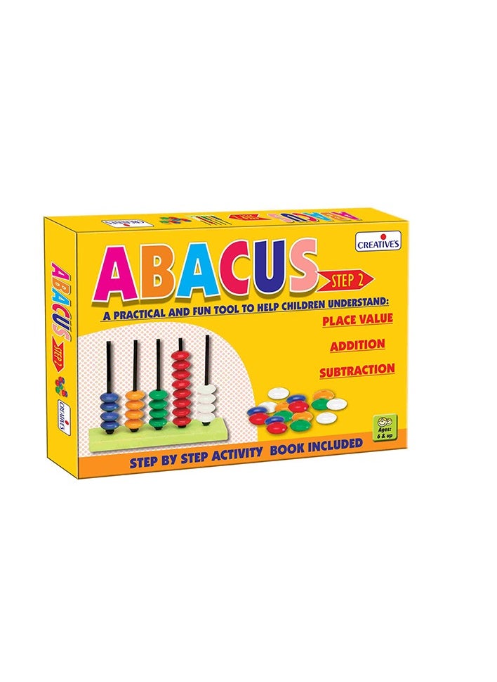 Creative's Abacus Step 2, Children Learn Place Value, Addition, Subtraction, Math Skills for kids, Abacus for kids, Math Manipulatives, Counting Rack for Kids, Math Toys, 5 Rod Abacus, for Ages 6 & Up