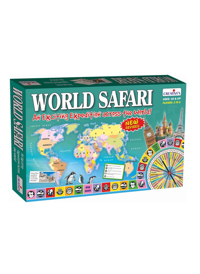 Creative's World Safari-Senior | Family Board Game| Geography Board Games |Expedition Across The World | Board Game | Knowledge of World Countries and Cities with World Map for 10 year & Up