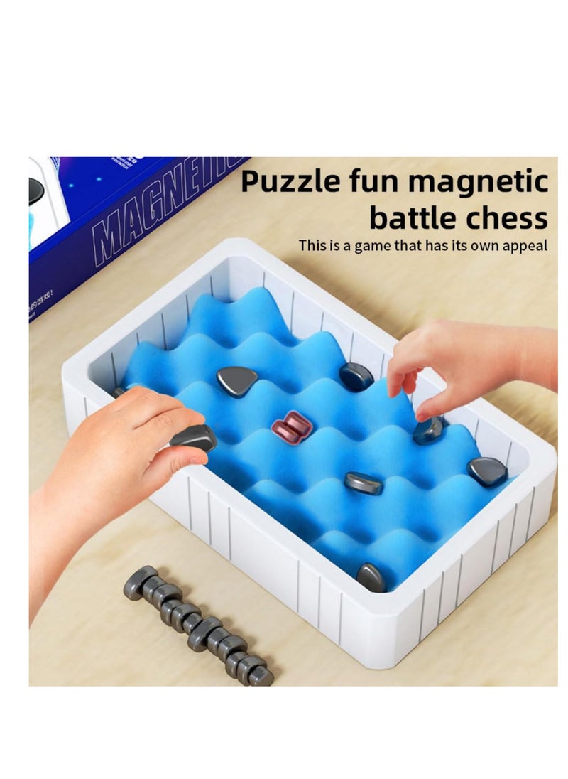 Magnetic Chess Game, Magnet Board Rock Game, Multiplayer Table Top Strategy Magnet Game Pieces Portable Puzzle Magnetic Battle Chess, for Kids Aged 9+ and Adults Fun Family Party Games