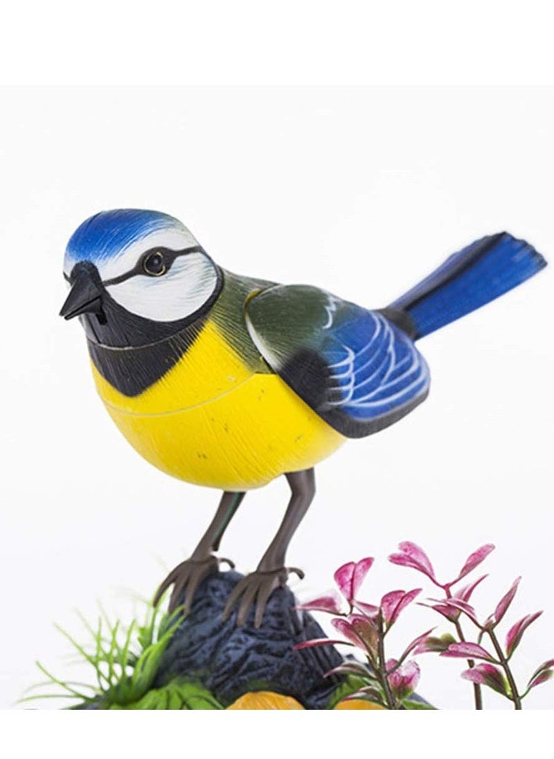 Electric Singing and Chirping Toy Birds - Battery Operated Electric Blue Jays with Realistic Movement, Sound Activated Office and Home Decor Accessories Novelty Gift