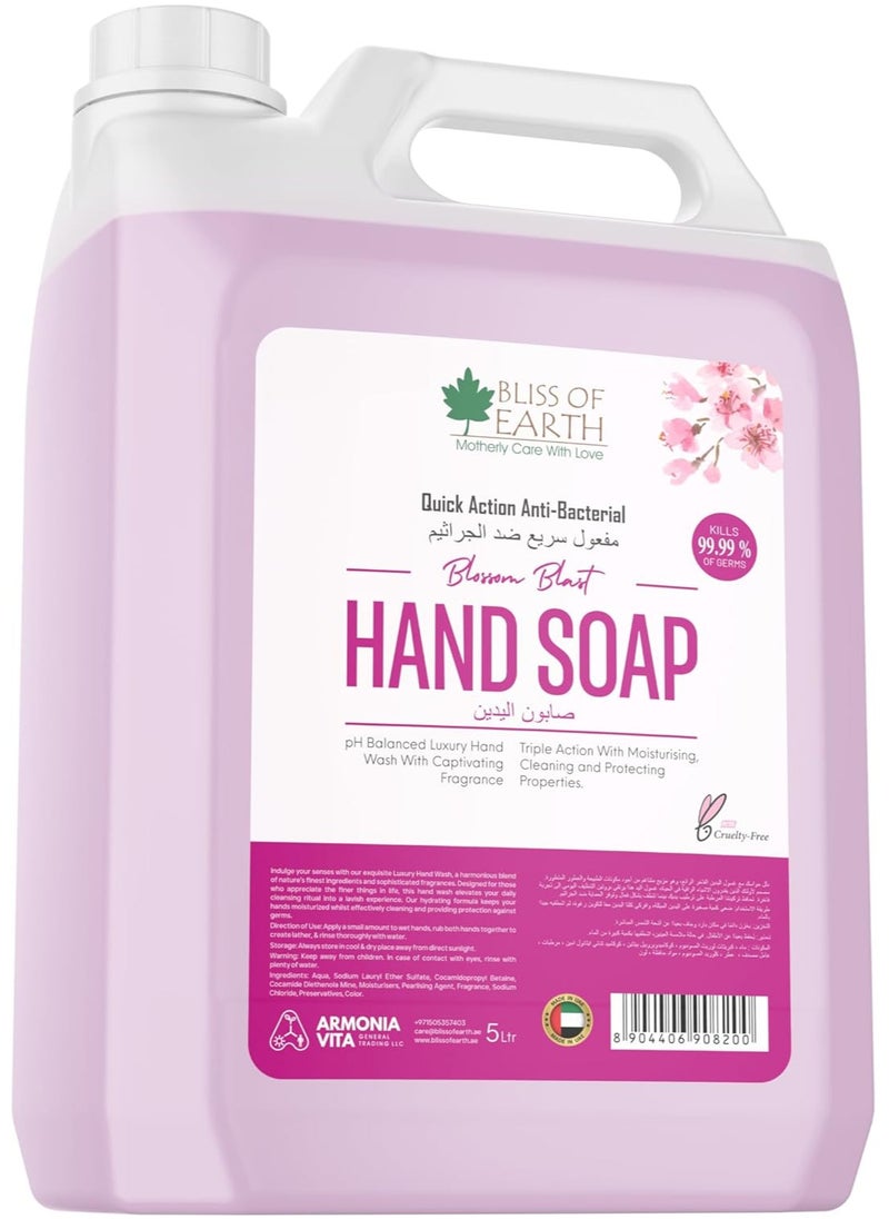 Hand Wash Refill Liquid Blossom Blast Hand Wash 5 Liter Non Drying Moisturizing Formula Aromatic Fragrance Perfect For Home Office Hotel & Public Spaces