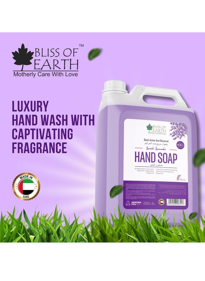 Hand Wash Refill Liquid, Lavish Lavender Hand Wash 5 Liter Non Drying Moisturizing Formula Aromatic Fragrance Perfect For Home Office Hotel & Cafe