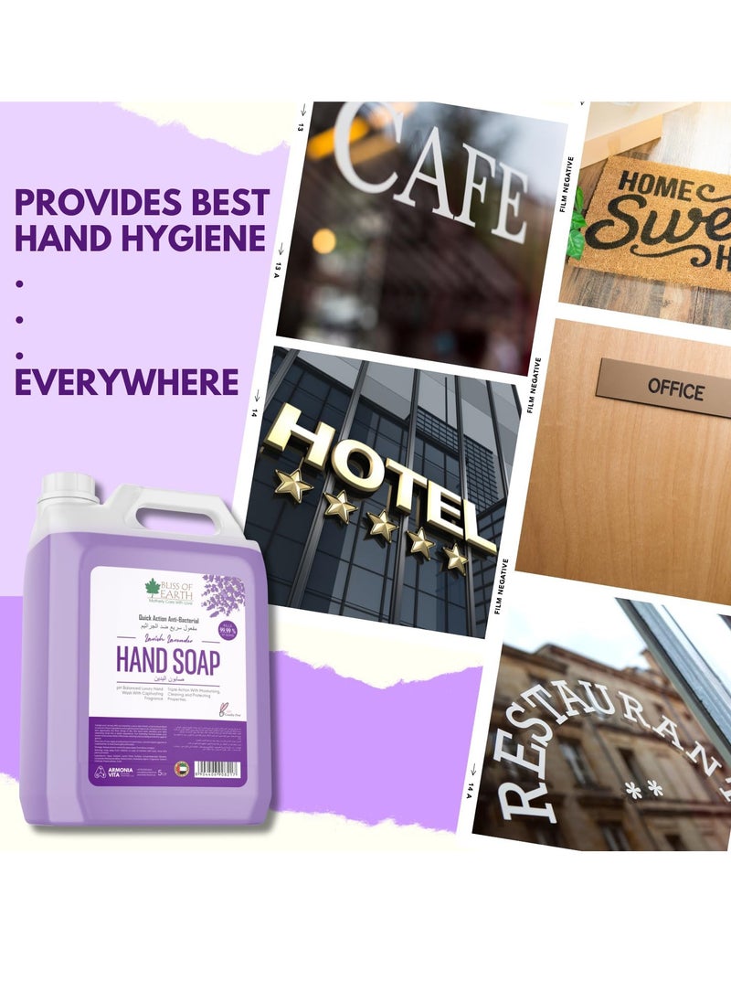 Hand Wash Refill Liquid, Lavish Lavender Hand Wash 5 Liter Non Drying Moisturizing Formula Aromatic Fragrance Perfect For Home Office Hotel & Cafe