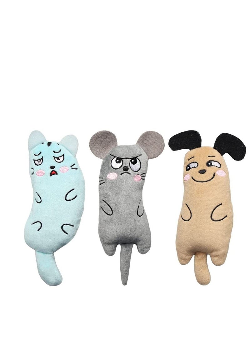 Catnip Toys, Cat Toys, 3 PACK Bite Resistant Catnip Toys, Catnip Filled Cartoon Mice, Cat Teething Toy, Soft Plush Cat Toys, Interactive Kitten Catnip Toy, for Cats Kittens Puppies