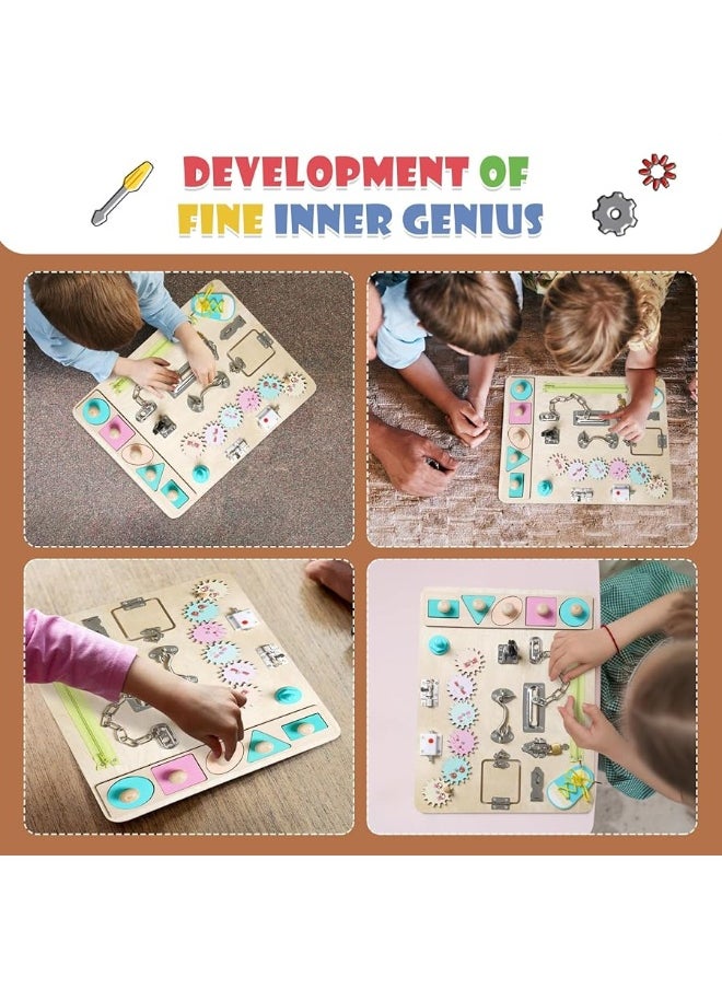 Eapura Montessori Busy Board for Toddlers, for Kids Toddler Busy Board, Wooden Sensory Toys Toddler for Preschool Learning Activities - Fine Motor Skills Travel Toy Educational Learning Toys