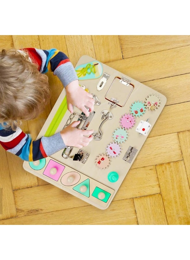 Eapura Montessori Busy Board for Toddlers, for Kids Toddler Busy Board, Wooden Sensory Toys Toddler for Preschool Learning Activities - Fine Motor Skills Travel Toy Educational Learning Toys