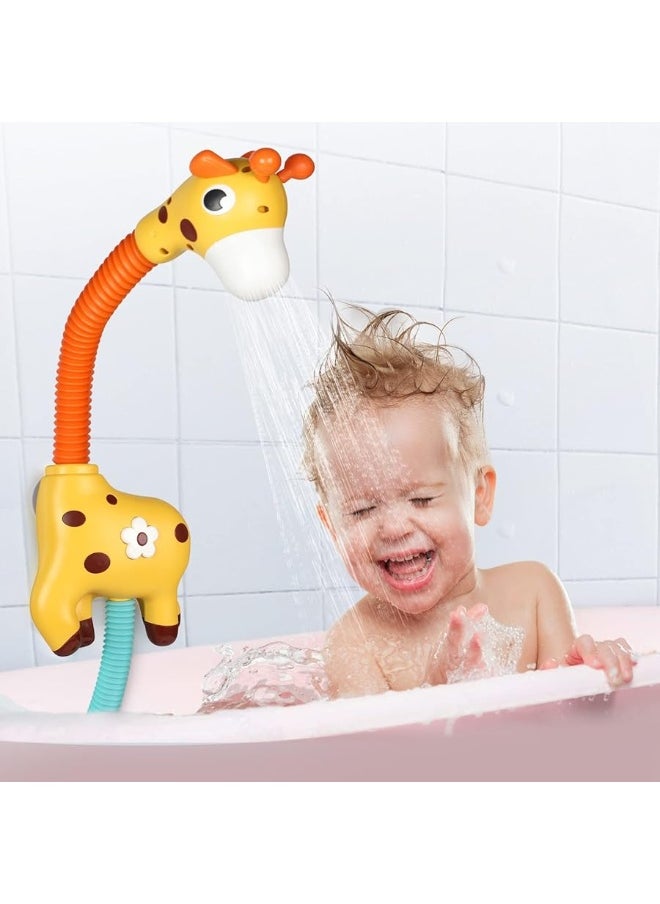 Giraffe Baby Bath Toys, Automatic Sprinkler Suction Bath Toy for Toddlers, Bathtub Toys Water Toys for Kids 3-8, Yellow