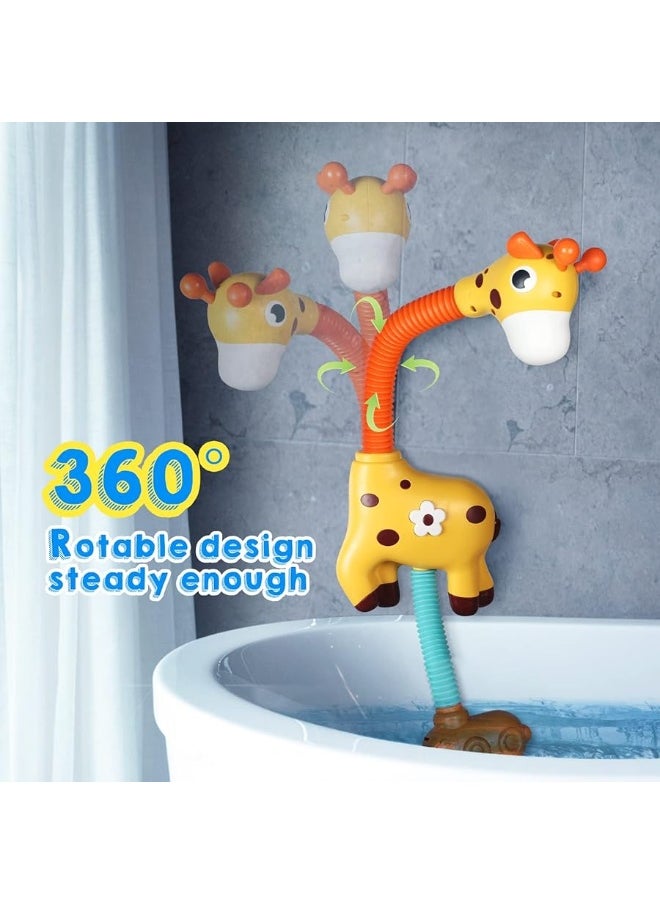 Giraffe Baby Bath Toys, Automatic Sprinkler Suction Bath Toy for Toddlers, Bathtub Toys Water Toys for Kids 3-8, Yellow