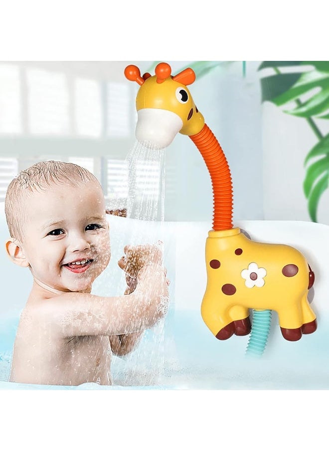 Giraffe Baby Bath Toys, Automatic Sprinkler Suction Bath Toy for Toddlers, Bathtub Toys Water Toys for Kids 3-8, Yellow